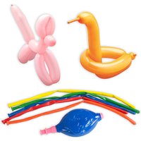 Modellierballon-Set, 5 bunte Ballons + Ballonpumpe, 120cm lang von Papstar