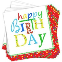 Servietten Happy Birthday im 20er Pack, 33cm x 33cm von Papstar