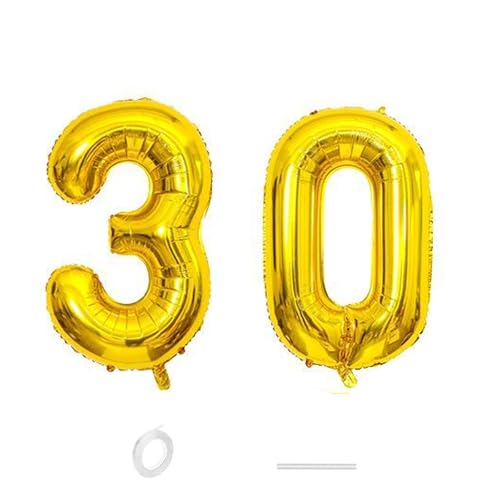 ParPix Luftballon 30 Geburtstag Deko, 32" 30 Luftballon Zahl, Deko 30 Geburtstag Frau Mann,Gold 30 Ballon, Geburtstagsdeko 30 Jahre, Luftballons 30. Geburtstag,30 Geburtstag Männer Frauen Folienballon von ParPix