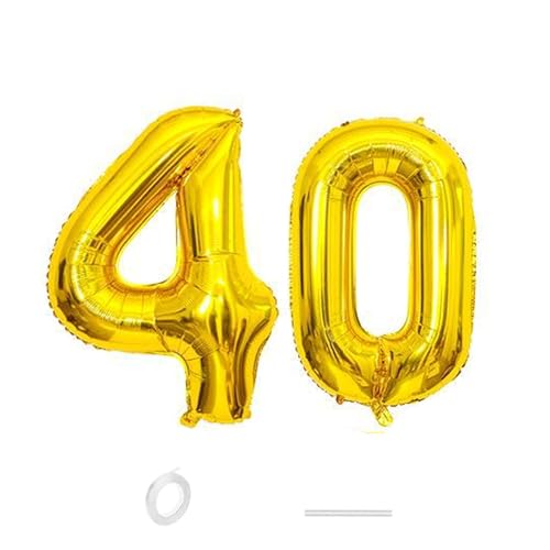 ParPix Luftballon 40 Geburtstag Deko, 32" 40 Luftballon Zahl, Deko 40 Geburtstag Frau Mann,Gold 40 Ballon, Geburtstagsdeko 40 Jahre, Luftballons 40. Geburtstag,40 Geburtstag Männer Frauen Folienballon von ParPix