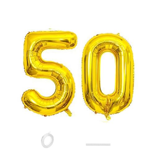 ParPix Luftballon 50 Geburtstag Deko, 32" 50 Luftballon Zahl, Deko 50 Geburtstag Frau Mann,Gold 50 Ballon, Geburtstagsdeko 50 Jahre, Luftballons 50. Geburtstag,50 Geburtstag Männer Frauen Folienballon von ParPix