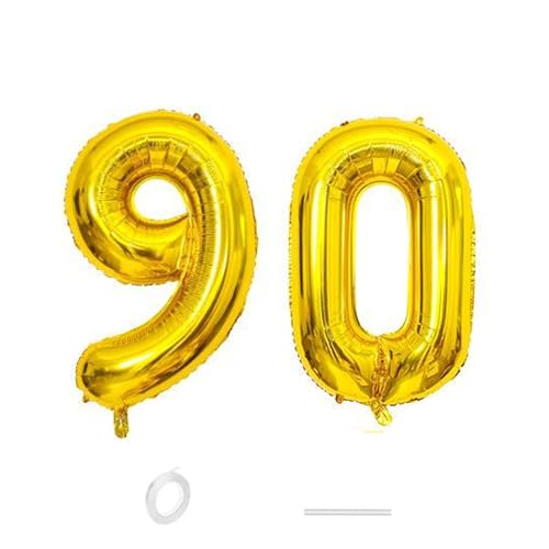 ParPix Luftballon 90 Geburtstag Deko, 32" 90 Luftballon Zahl, Deko 90 Geburtstag Frau Mann,Gold 90 Ballon, Geburtstagsdeko 90 Jahre, Luftballons 90. Geburtstag,90 Geburtstag Männer Frauen Folienballon von ParPix