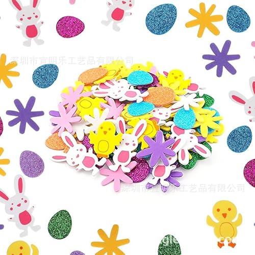 ParPix Glitzer Konfetti Ostern Deko Aufkleber, 200 Stk Blumen Ostereier Hasen Streudeko Ostern,Bunt Oster Tischdeko,Hase Ei Küken Osterdeko Sticker für Oster Party Kinder,Deko Basteln Ostern Geschenke von ParPix