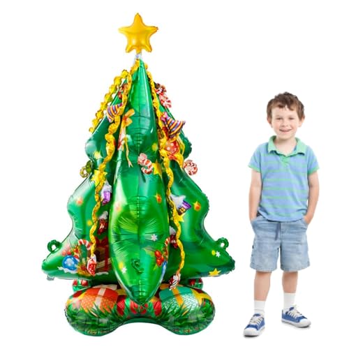 ParPix XXL Weihnachten Deko Folienballon Stehend 150×100 cm,3D Weihnachtsbaum Weihnachten Luftballon Dekoration,Deko Weihnachten Luftballons Groß,Christmas Decorations,Weihnachtsdeko Weihnachtsballons von ParPix