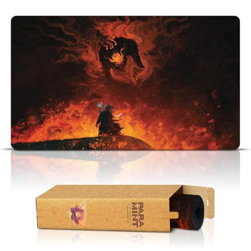 Paramint The Shadow and The Flame (Genähte Kanten) - Der Herr de Ringe Spielmatte - Kompatibel mit Magic: The Gathering Spielmatten - Spielen Sie MTG, YuGiOh, TCG - Originelle Designs von Paramint