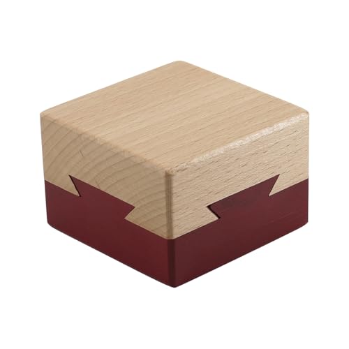 Magische geheime Puzzle-Box aus Holz, Geschenk für Gehirn-Teaser, Schlossbox für Erwachsene, mit verstecktem Fach für Freundin, Überraschung (Antikfarbe) (rot) von Paraphee