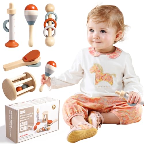 Pardofelis Montessori Spielzeug Baby, 5 Stück Musikinstrumente für Baby und Kinder, Montessori Spielzeug ab 6 Monate, Musikinstrumente für Kinder ab 1 Jahr, Baby Musikspielzeug Set von Pardofelis