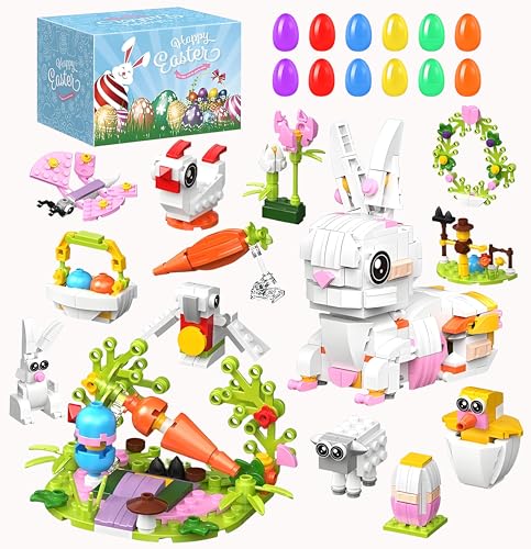 Pardofelis Ostergeschenke für Kinder, 12 Stück Ostereier Mini Tiere Bausteine, 360 Pcs Building Blocks Spielzeug Set, Ostereier zum Aufhängen Draußen, Kleine Ostergeschenke für Kinder von Pardofelis