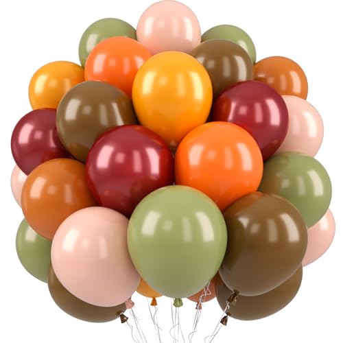 Luftballons Salbeigrüne Braun, 12 Zoll Herbst Luftballons Orange Braun Gelb Ballons Burgund Rot Luftballons für Herbstdeko Thanksgiving Wald-Thema Party Geburtstag Babyparty Jubiläums-Dekorationen von Paready