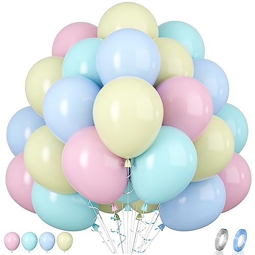 Pastellballons, 30 Stück Blau Rosa Geburtstag Luftballons Pastell Türkis Gelb Ballons Pastellrosa Ballons Pastellblau Ballons für Babyparty Hochzeit Verlobung Jubiläum Pastell Thema Party Deko von Paready