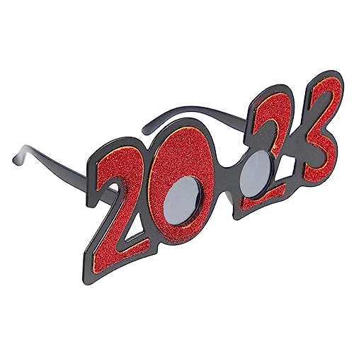 Parliky 1 Paar 2023 digitale Brille 2023 Neuheit Sonnenbrille Cosplay-Brille Sonnenbrille 2023 leuchtbrillen silvester party zubehör Dekor Neujahrsparty-Brille lustige Tanzbrille Stk rot von Parliky