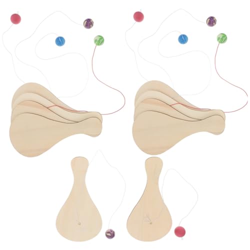 Parliky 10St Schläger handgefertigt Pickleball-Paddel Planke Kinder malen Paddelspiel Kinderhandwerk Kinder bastelset Puzzlematte Spielzeug unfertiges Paddel Graffiti-Holz-Paddelball Gummi von Parliky
