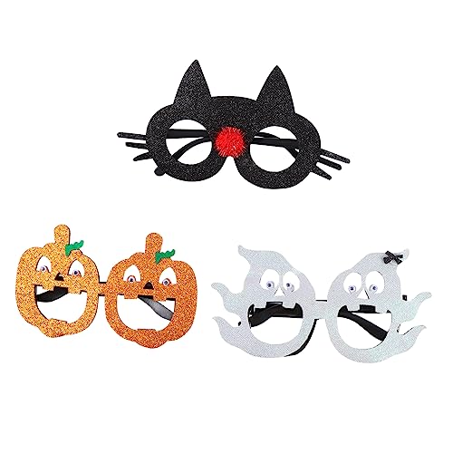 Parliky 3st Gläser Brille Für Halloween Kinder Spielset Neuheit Halloween-brille Geisterbrille Halloween-kostüm-brille Neuartige Brillen Halloween-party Bevorzugt Black Filzstoff von Parliky