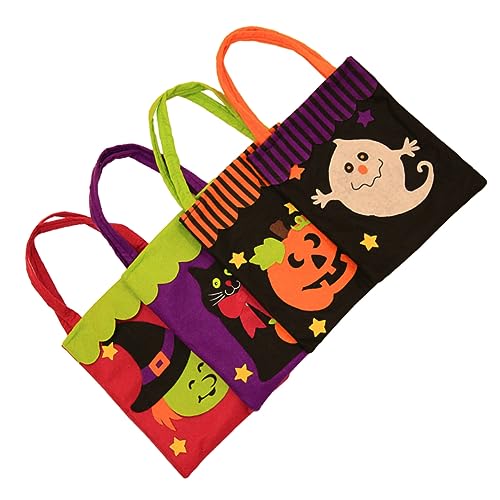 Parliky 4 Stück Halloween-Einkaufstaschen-Geschenktasche Süßigkeitenbeutel für Kinder Halloween-Vliestaschen halloween tasche halloween bag Geschenktüte Halloween-Süßigkeitstüten von Parliky