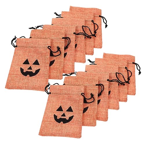 Parliky 50 Stück Halloween-Taschen als halloween tasche halloween bag halloween süsichkeiten snack bag halloweendeko Tasche mit Kordelzug Taschen für Halloween-Snacks Hanfimitat von Parliky