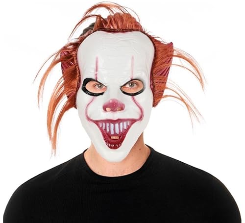 Clown Maske mit roten Haaren aus Kunststoff von Partilandia