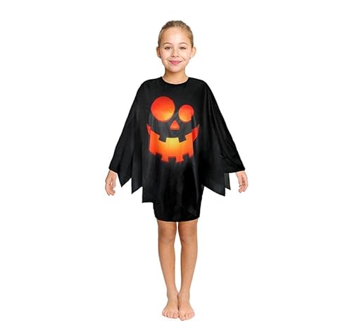 Kostüm oder Poncho, glücklicher Kürbis, schwarz, für Kinder, 65 cm (Universalgröße Kinder) von Partilandia