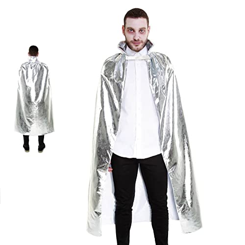 Langer Umhang aus Silber-Metallic, für Erwachsene, Unisex, 140 cm von Partilandia