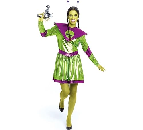 Partilandia Alien-Kostüm, Grün und Lila, für Damen, Größe M Partilandia Alien-Kostüm, Grün und Lila, für Damen, Größe M von Partilandia