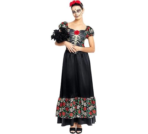 Partilandia Catrina-Kostüm, langes schwarzes Kleid für Damen (Größe L) von Partilandia