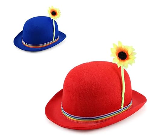 Partilandia Clown-Zylinder mit Sonnenblume in verschiedenen Farben für Erwachsene (Blau) von Partilandia