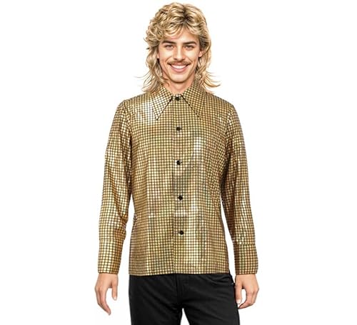 Partilandia Disco-Bling-Hemd für Herren, goldfarben (Größe L) von Partilandia