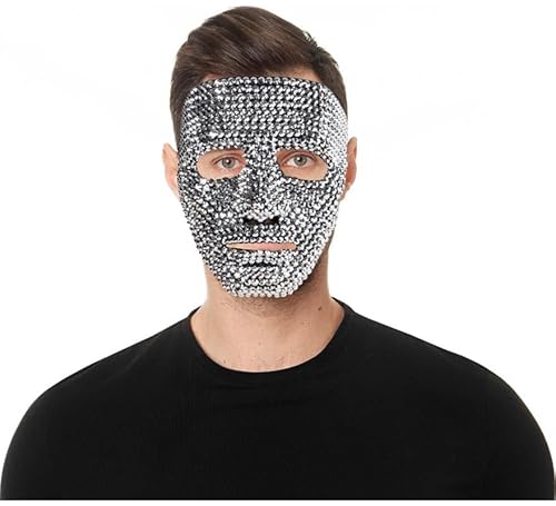 Partilandia Glitzernde silberne Edelsteinmaske aus Kunststoff von Partilandia