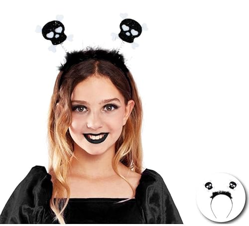 Partilandia Haarreif mit schwarzen Totenköpfen mit Federn für Kinder Partilandia Haarreif mit schwarzen Totenköpfen mit Federn für Kinder von Partilandia