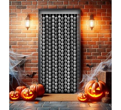Partilandia Halloween-Vorhang mit Totenkopfmotiv, 1 x 2 m Partilandia Halloween-Vorhang mit Totenkopfmotiv, 1 x 2 m von Partilandia