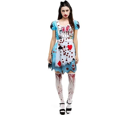 Partilandia Kostüm Alice Zombie, klassisches blaues Kleid für Damen (Größe S) von Partilandia