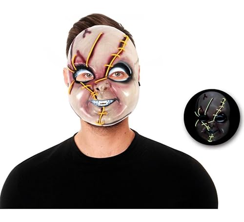 Partilandia LED-Maske, Diabolische Puppe mit Licht aus Kunststoff von Partilandia