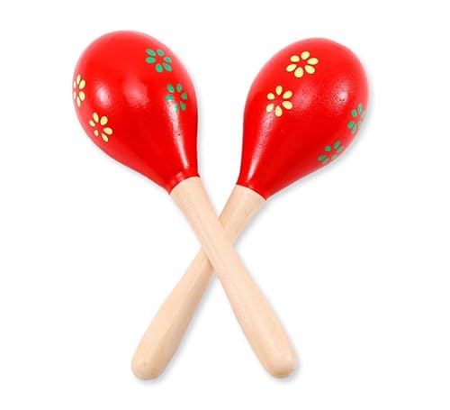 Partilandia Maracas aus rotem Holz mit Blumen, 20 cm (Einheitsgröße) von Partilandia