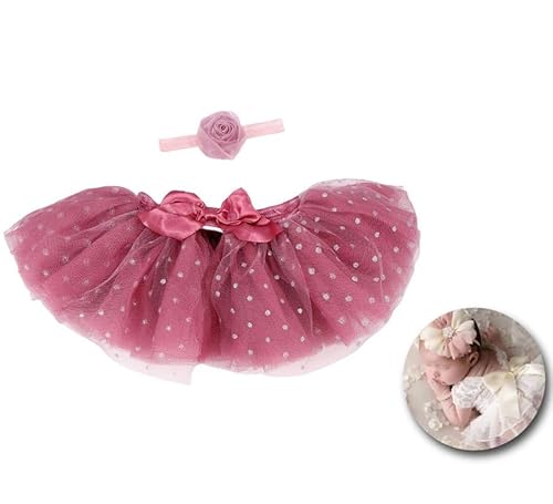 Partilandia Newborn Set für Kinder: Tutu und Band mit Kamelienblüte (Einheitsgröße) von Partilandia