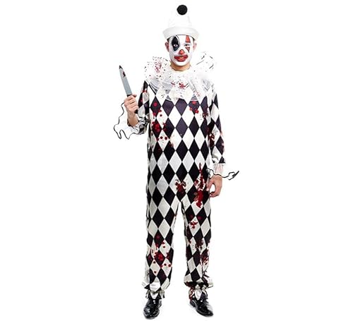 Partilandia Pierrot Killer Clown Kostüm mit Mütze für Herren (Größe XL) von Partilandia