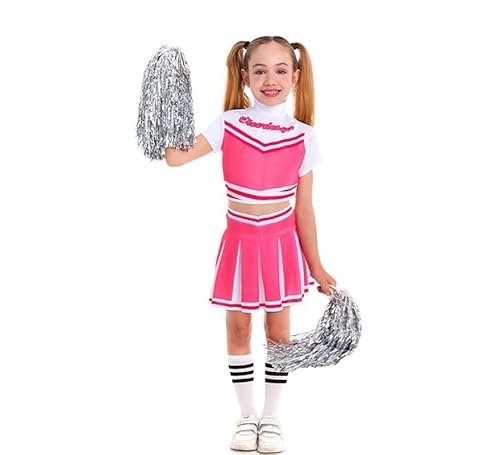 Partilandia Rosa Cheerleader-Kostüm für Mädchen (Größe 10-12 Jahre) von Partilandia