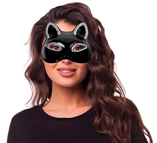 Partilandia Schwarze Katzenmaske aus Kunststoff von Partilandia