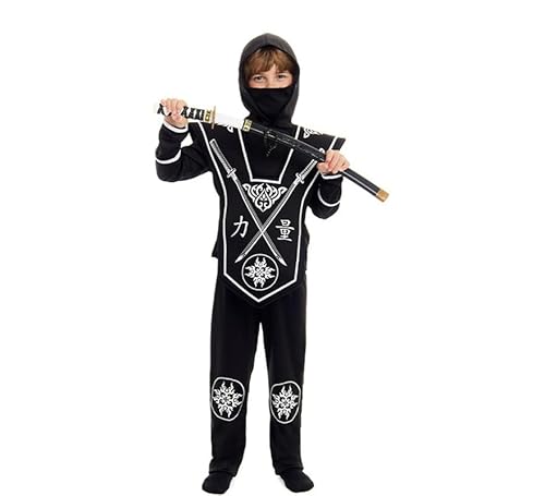 Partilandia Schwarzes Ninja-Kostüm für Kinder (Größe 3-4 Jahre) von Partilandia