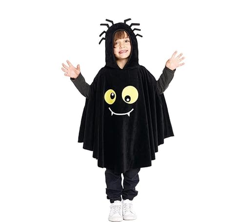 Partilandia Spinnen-Poncho mit Kapuze, für Babys und Kinder, Größe 6-12 Monate, Schwarz von Partilandia