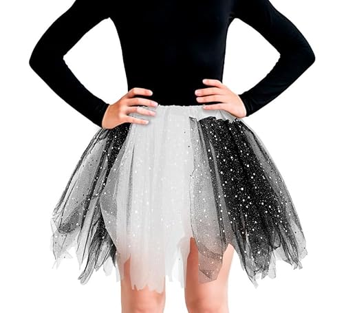 Partilandia Tutu mit Sternen, weiß und schwarz, für Kinder, 30 cm (Einheitsgröße) von Partilandia