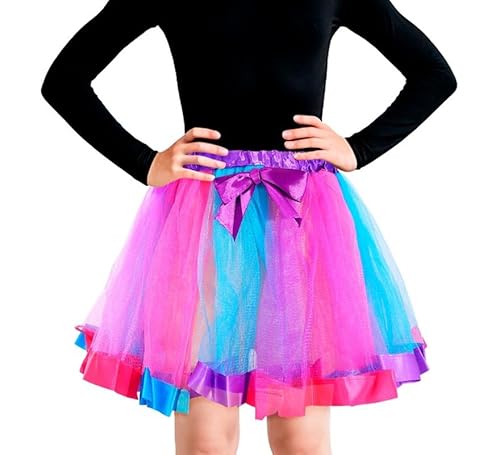 Partilandia Tutu mit mehrfarbiger Schleife, 30 cm, für Kinder (Einheitsgröße) von Partilandia