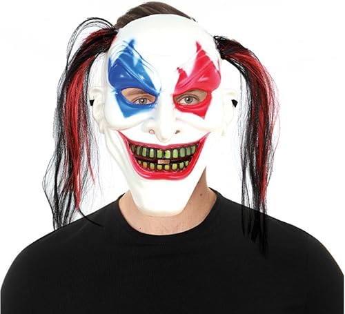 Partilandia Zweifarbige Clown-Maske mit Kunststoffzöpfen Partilandia Zweifarbige Clown-Maske mit Kunststoffzöpfen von Partilandia