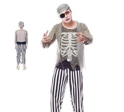 Piratenkostüm Skelett für Herren, Größe S Piratenkostüm Skelett für Herren, Größe S von Partilandia