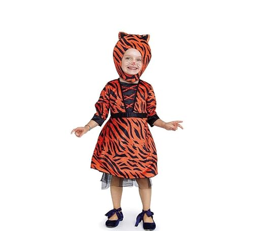 Tigerin-Kostüm im orangefarbenen Kleid für Baby und Mädchen, 6-12 Monate von Partilandia
