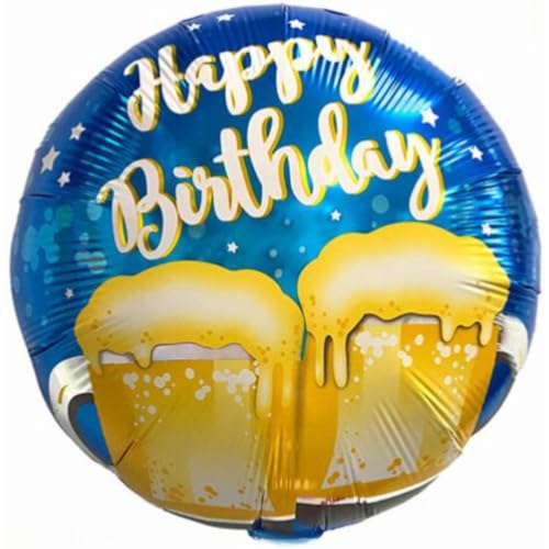 Party Austria Folienballon Geburtstagsballon Happy Birthday runder Geburtstag bunter Luftballon Bier 45cm von Party Austria