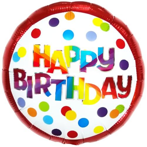 Party Austria Folienballon Geburtstagsballon Happy Birthday runder Geburtstag bunter Luftballon bunt/rot/pastell (Dots 45cm) von Party Austria