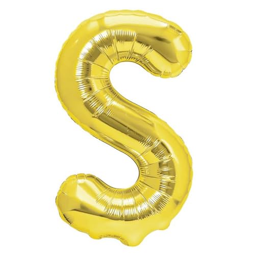 Party Austria Folienballon Schriftzug 35cm Höhe Buchstabenballon A-Z Einzelbuchstaben Luftballon Alphabet Letterballon Initialen Namenballons (Gold 35cm, S) von Party Austria