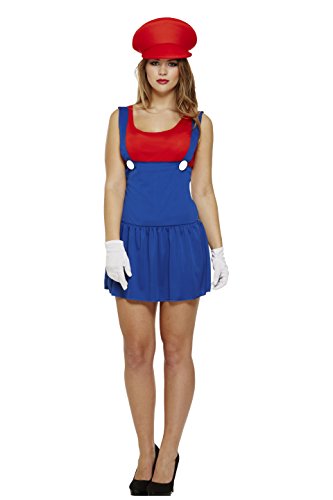 Henbrandt Damen Mario Lady Workman Plumber Kostüm Outfit, Rot, Blau, Einheitsgröße 36-40, Kostümparty, Authentische Mario-Charaktergestaltung von Henbrandt