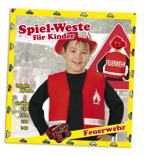 Party-Chic 15536 Kinder Kostüm-Feuerwehr-Weste-Gr. 128 von Party-Chic