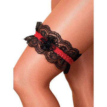 PARTY DISCOUNT Strumpfband, schwarz/rot von Party Discount