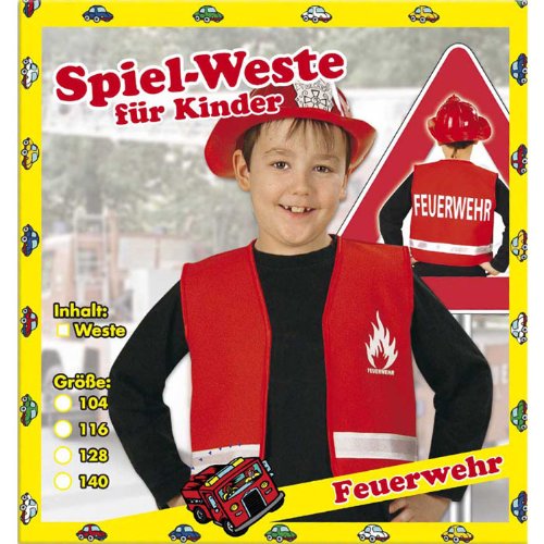 Party Discount NEU Kinder-Weste Feuerwehr, rot Gr. 140 von Party Discount